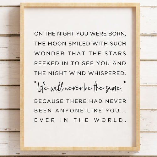 On the Night You Were Born Printable Newborn Baby Gift