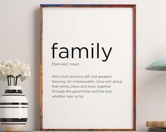 Family Definition Printable Art, home decor, wedding gift, Living Room decor, Family quote, Apartment decor, Nordic Wall Art