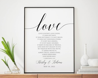 SALE Love is Patient Love Is Kind, Bible verses Printable Art, Inspirational Wall Art Print, Typography Print, Valentines Day Gift
