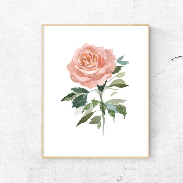 Rose Printable, floral printable, rose printable, floral art print, flower art print, rose art print, floral wall art, pink flower print