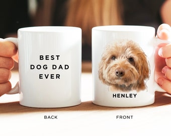 Taza de perro personalizada, taza de retrato de perro personalizada, taza de retrato de mascota personalizada, regalo para papá perro, regalo para mamá perro, regalo del día del padre
