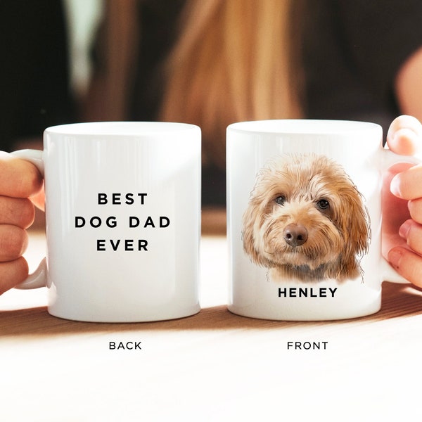 Personalisierter Hundebecher, personalisierter Hundeporträt-Becher, Geschenk für Hundevater, Geschenk für Hundemama, Vatertagsgeschenk