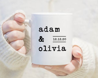 Personalized Couple Name Mug, Wedding Gift, Custom wedding Mugs, Engagement Gift, Anniversary Gift, Bride and Groom Mugs