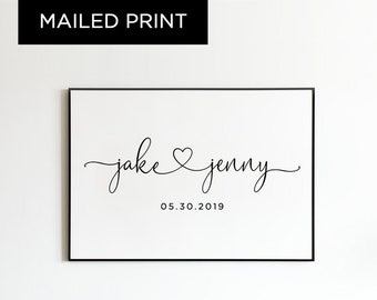 Personalisierte Paare Namen mit Herz Print gerahmt Kunstdruck, Hochzeitsgeschenk, Paar Art Print, Geburtstagsgeschenk