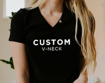 Custom V-neck, Personalized V-Neck Shirt, Custom T-shirt, Business Logo Shirt, Matching Team V-neck Shirt, Custom V-neck T-shirt