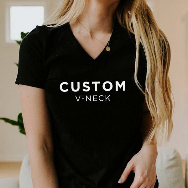 Custom V-neck, Personalized V-Neck Shirt, Custom T-shirt, Business Logo Shirt, Matching Team V-neck Shirt, Custom V-neck T-shirt