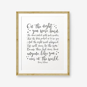 On the night you were born, Newborn Baby Gift, Baby Shower gift, Birth announcement, nursery decor, kid decor, new baby gift