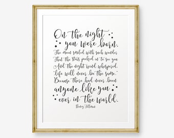 On the night you were born, Newborn Baby Gift, Baby Shower gift, Birth announcement, nursery decor, kid decor, new baby gift