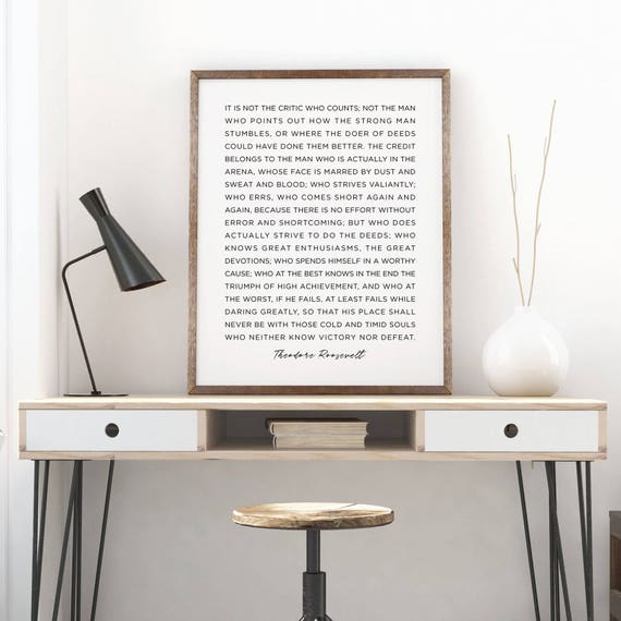The Man in the Arena Printable Motivational Inspirational | Etsy Australia