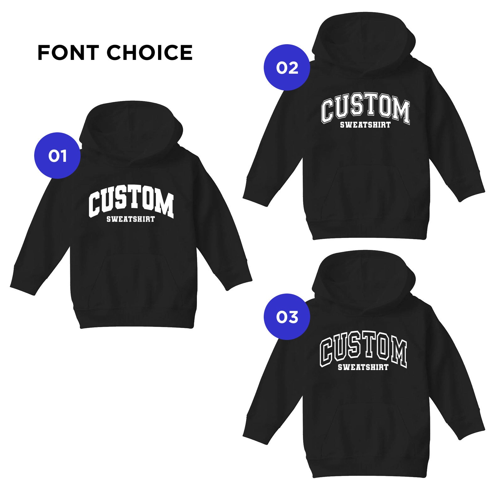 Custom Name Toddler Hoodie, Youth Hoodie, College Type Kids Hoodie 