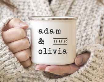 Personalized Wedding Camp Mugs, Custom Wedding Gift, Personalized couple Camp Mugs, Engagement Gift, Bride and Groom Mugs, Anniversary Gift