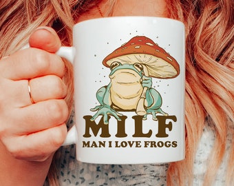 Tasse de café de grenouille de MILF, tasse d'amant de grenouille, tasse drôle de grenouille, tasse d'amusement de grenouille, tasse fraîche de grenouille, cadeau d'amant de nature, cadeau de fan de grenouille, cadeau d'humour