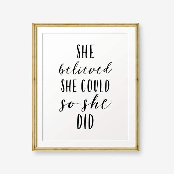 She Believed She Could So She Did Printable Nursery Girl Etsy