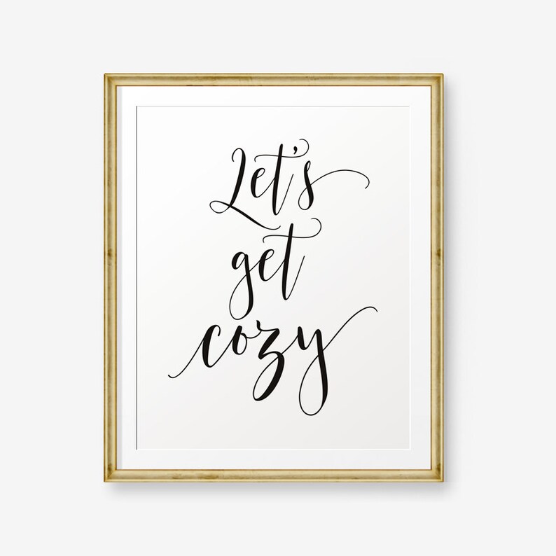 Lets Get Cozy Christmas Decor Printable Bedroom Decor - Etsy