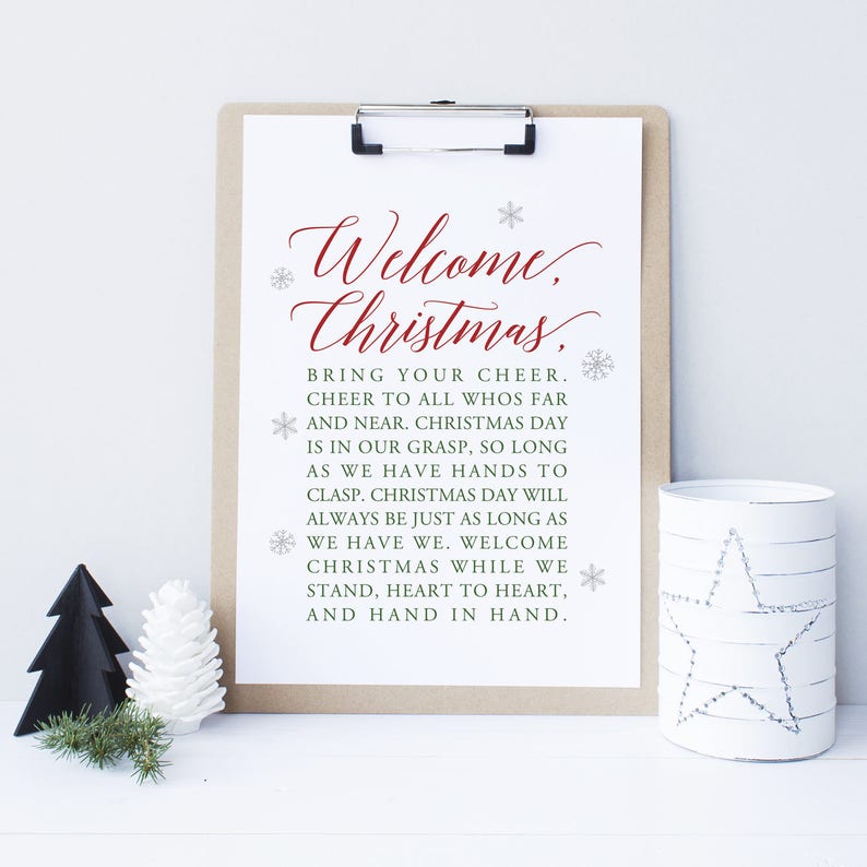 Christmas Printable Art Decor Welcome Christmas Christmas | Etsy