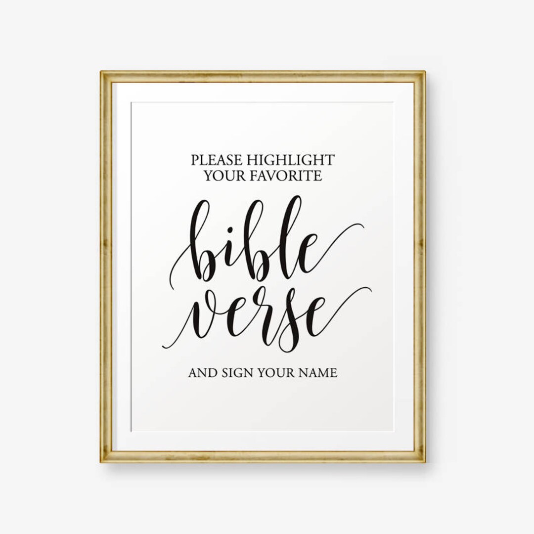 Wedding Bible Verse Sign Printable Please Highlight Your - Etsy