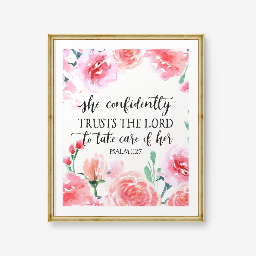 Bible Verse Printable Psalm 112:7 She Confidently Trusts the - Etsy UK