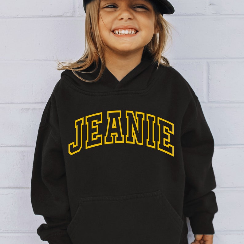 Benutzerdefinierter Name Kleinkind Hoodie, Jugend Hoodie, College Typ Kinder Hoodie, personalisierter Namen Hoodie, Benutzerdefinierter Schul Hoodie Bild 2