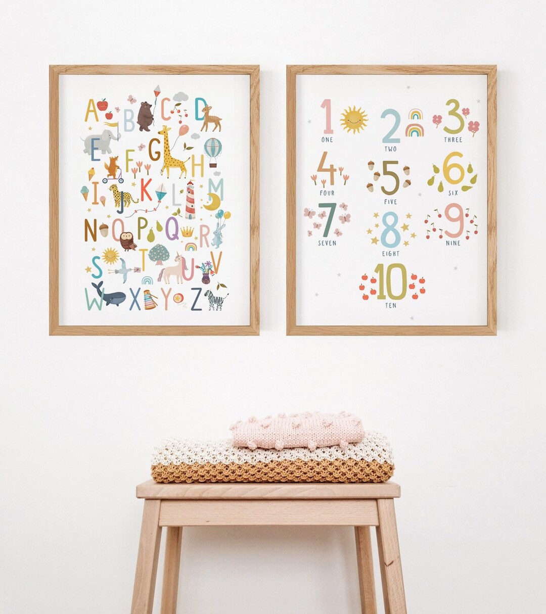 Kids Alphabet Poster + Personalized Name Art - Set of 2 – Nutmegaroo