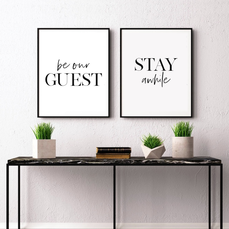 be our guest stay awhile printable guest room quote home etsy