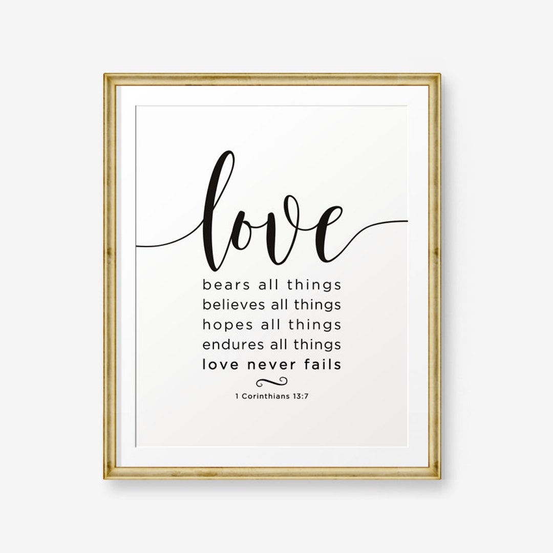 Scripture Walls Love Never Fails Corinthians 13:7 Bible Verse Canvas C -  Express Your Love Gifts