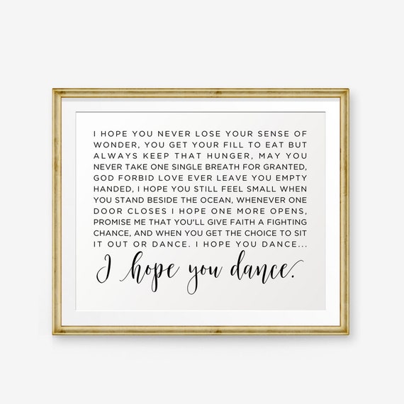 I Hope You Dance Lyrics Printable I Hope You Dance Lyrics Etsy