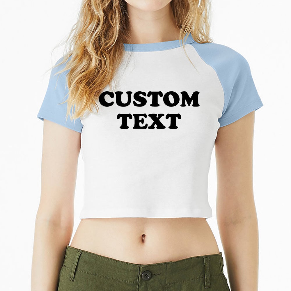 Custom Raglan Crop Baby Tee, Custom Raglan Crop Top, Women's
