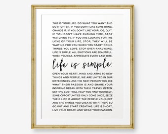 This Is Your Life Printable Art, Inspirational quotes, Inspirational Printable Art, Motivational Quote, custom color