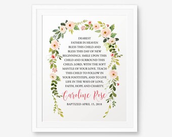 Baptism Printable, Girl Baptism Gift, Baby Shower Gift, Girl Christening Gift, Baby Dedication Gift, Personalized Baptism Sign