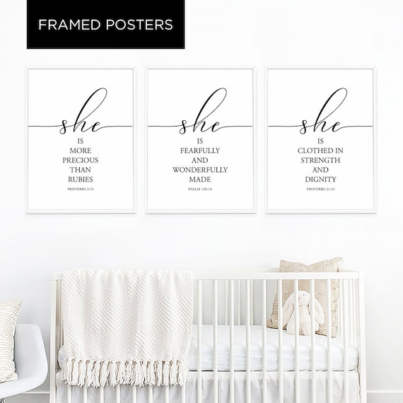 Nursery Framed Art Print Wood Framed Art Print Set of 3 Etsy