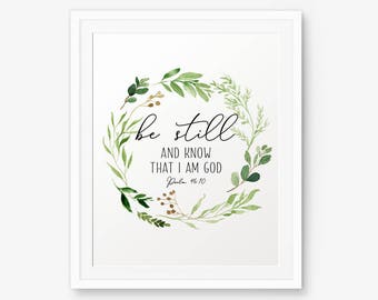 Be Still and Know that I am God, Psalm 46:10, Bible verse printable, Nursery Decor, Bible Verse Print, Kids Decor, Scripture Print,Christian