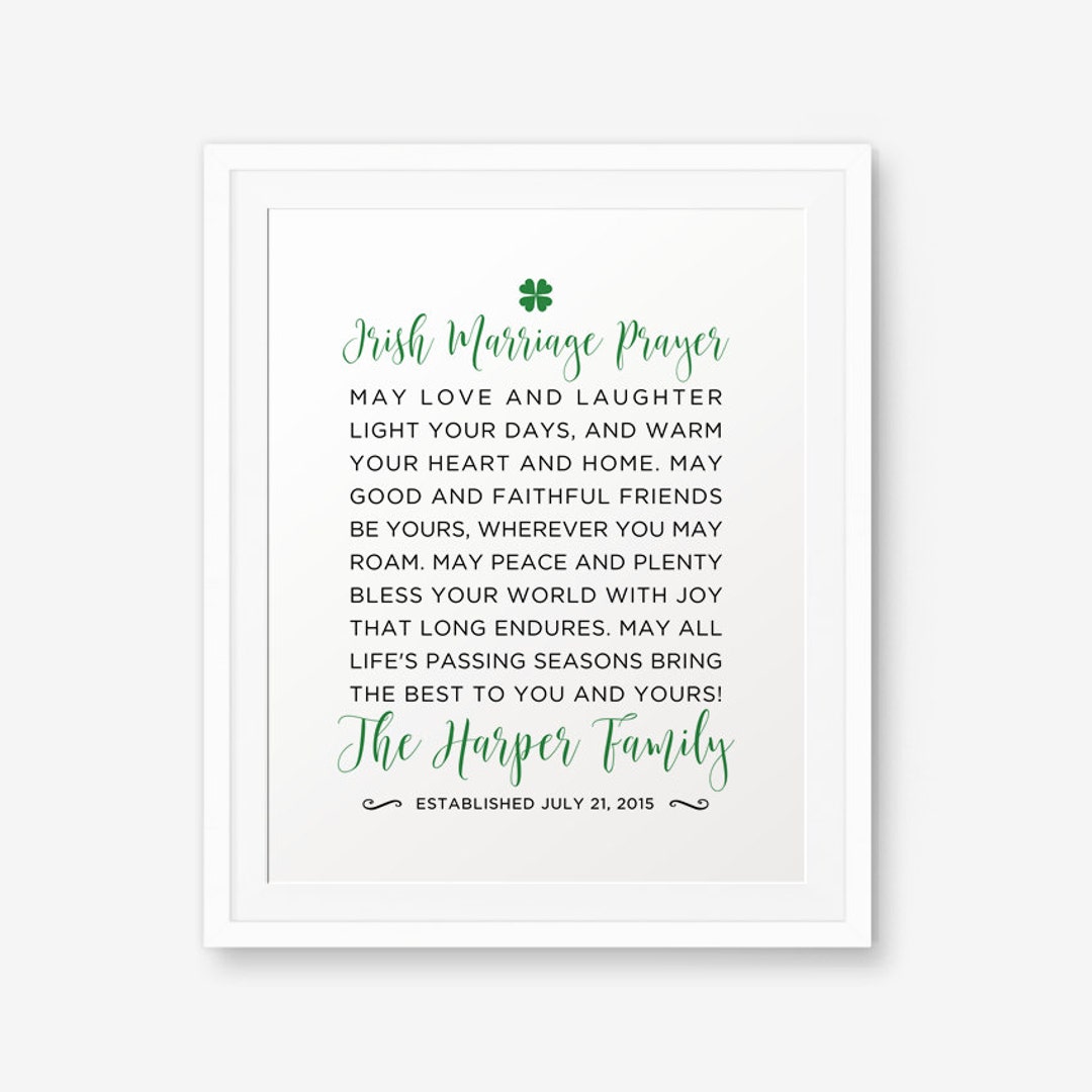 Personalized Irish Marriage Blessing Printable, Irish Anniversary Gift ...