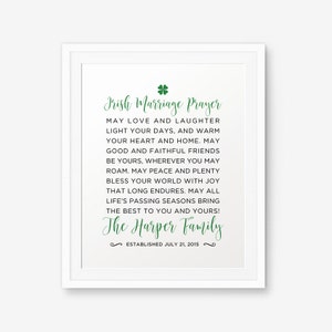 Personalized Irish Marriage Blessing Printable, Irish Anniversary Gift ...