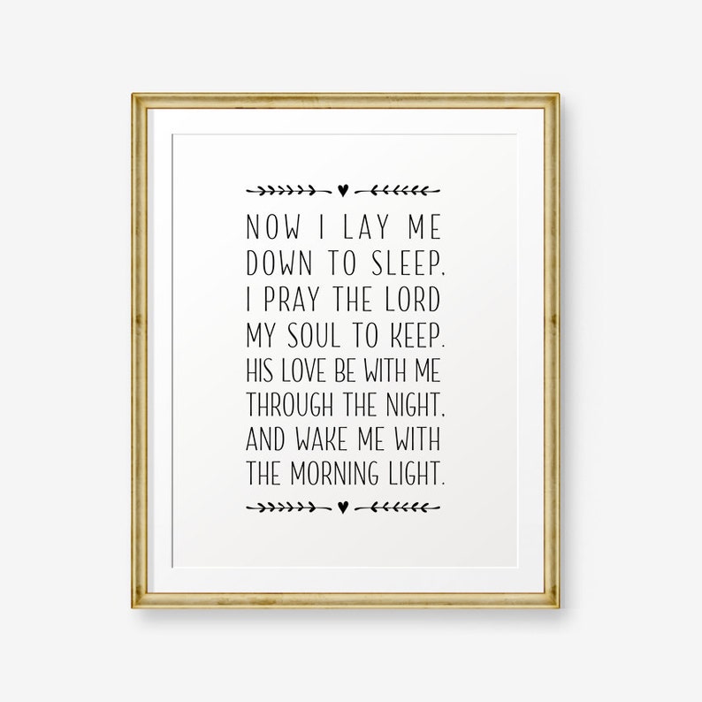 Bedtime Prayer Printable Nursery Bible Verse Now I Lay Me Etsy