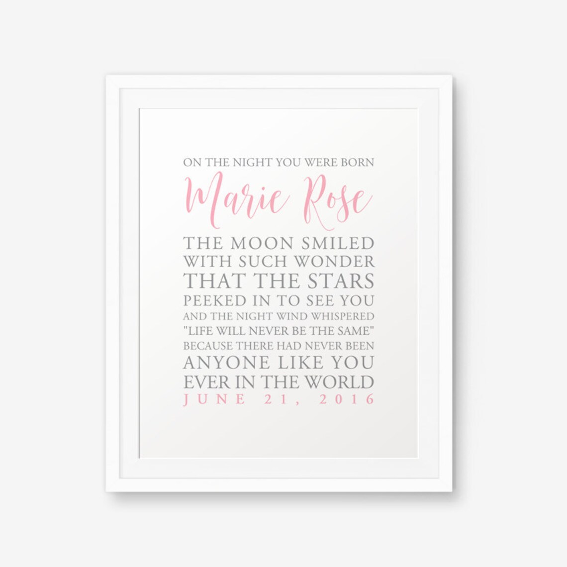 Personalized New Baby Gift Printable on the Night You Were Etsy