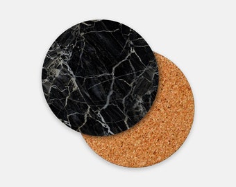 Marble Coaster, Black Marble Coaster, Gift for friend, Desk Accessories, Office Decor, Home Office Decor