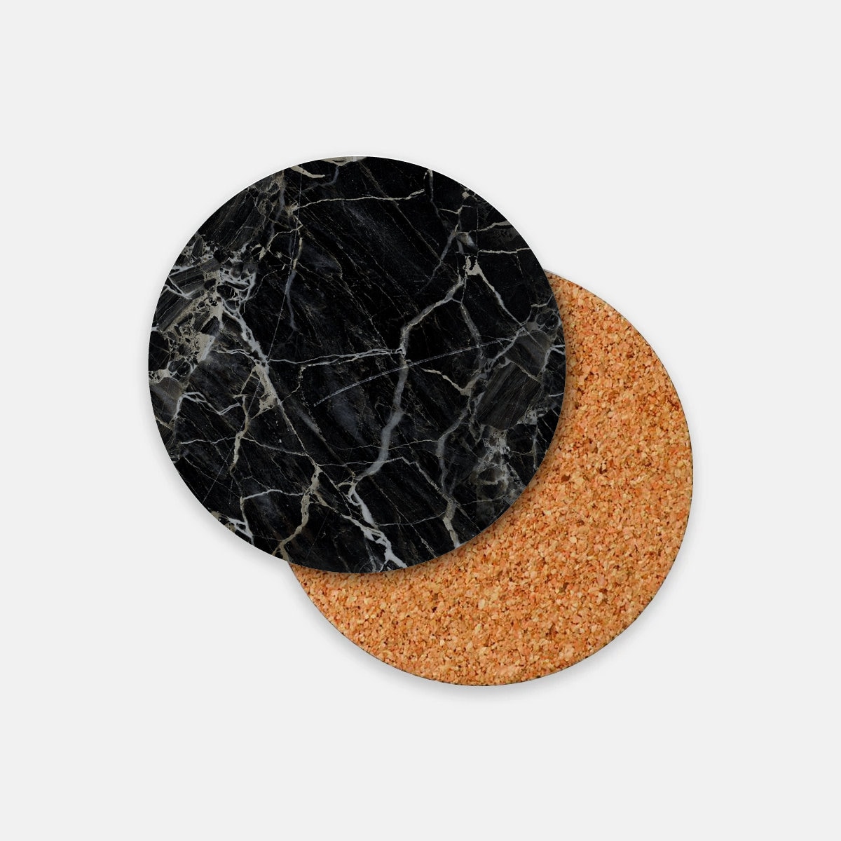 50462: Black Marble with Wood Square Coasters - Set of 4 – Jodhpuri Online