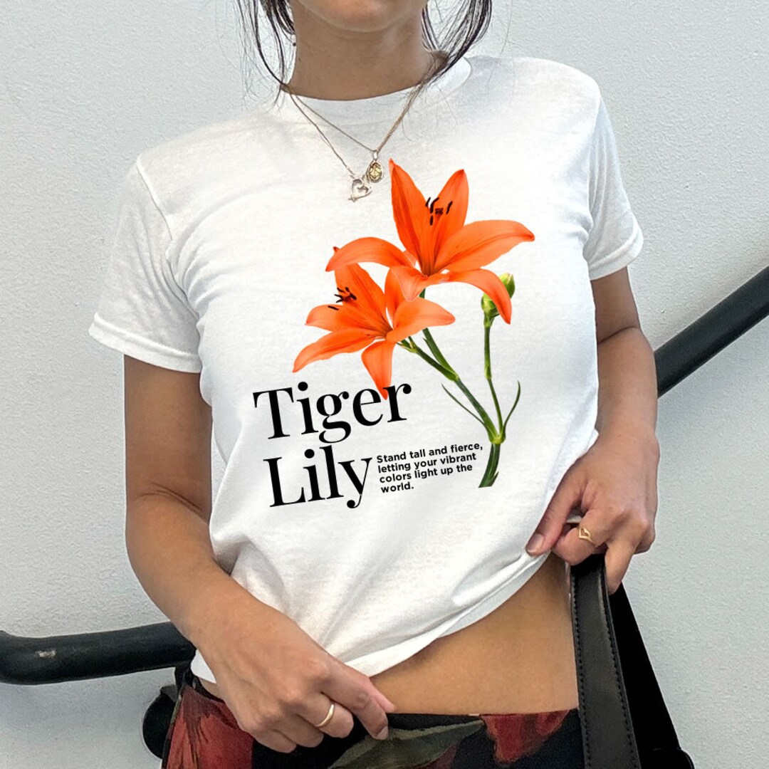 Tiger Lily Baby Tee, Aesthetic Tee, Women's Fitted Tee