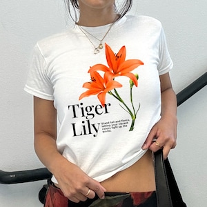 Tiger Lily Baby Tee, Aesthetic Tee, Women's Fitted Tee