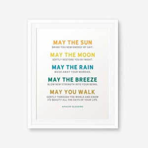 Apache Blessing Quote, May the sun bring you new energy by day..., Home Decor, Nursery Print, Blessing Poem, Children wall art