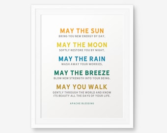 Apache Blessing Quote, May the sun bring you new energy by day..., Home Decor, Nursery Print, Blessing Poem, Children wall art