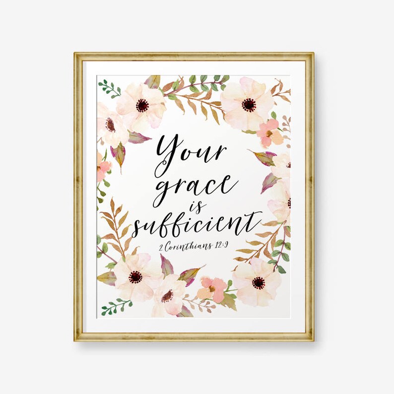 Bible Verse Printable Art Your grace is sufficient 2 Etsy