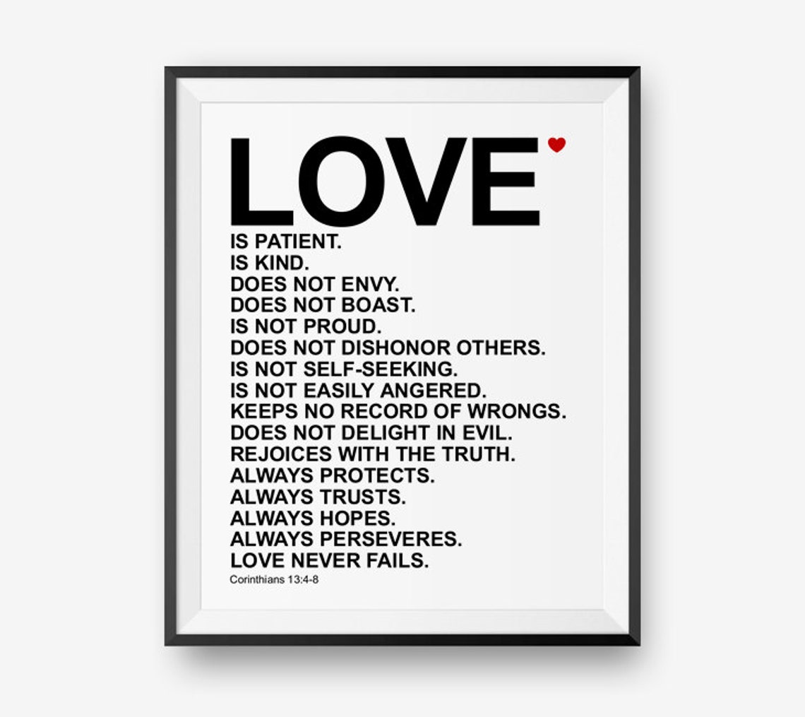 SALE Love is Patient Love is Kind Bible Verses Printable Art Etsy