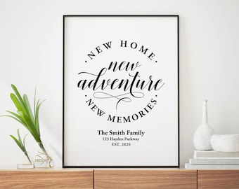 Personalized New Home, New Adventure, New Memories Printable