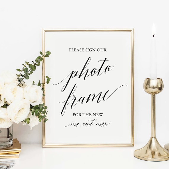 Please Sign Our Photo Frame Wedding Gold Sign Guest Book Etsy