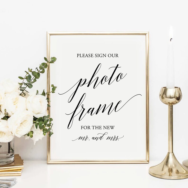 Please Sign Our Photo Frame Wedding Gold Sign Guest Book Etsy