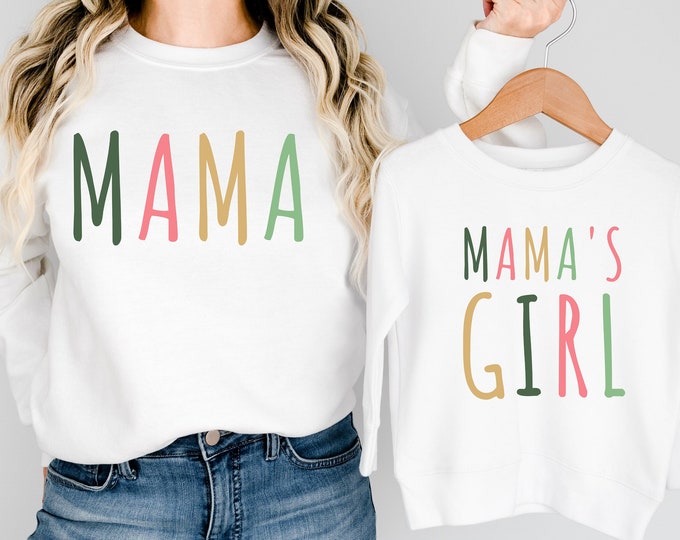 Matching Mama and Mamas Girl Sweatshirts, Matching Twinning Set Mom Daughter Matching Tops Gifts for Her, Gifts For Mum
