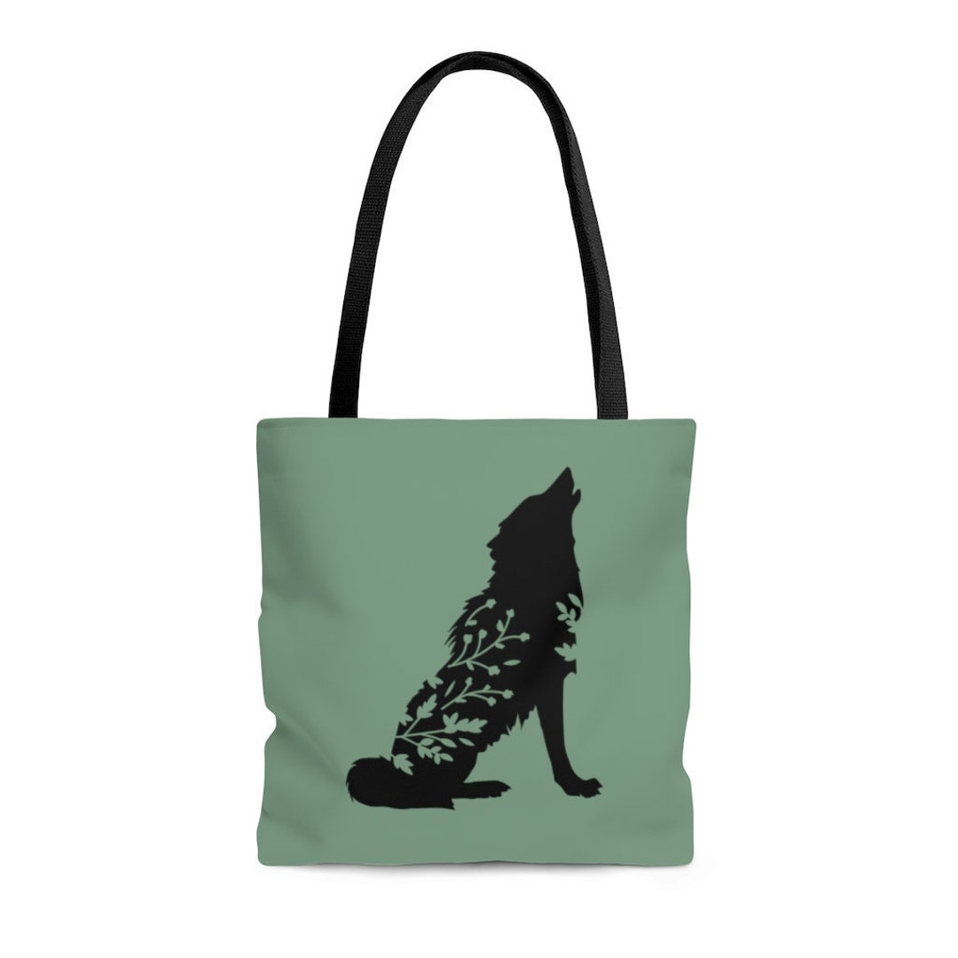 Wolf Tote Bag Wolf Art Howling Wolf Floral Wolf Wolf Lover Etsy