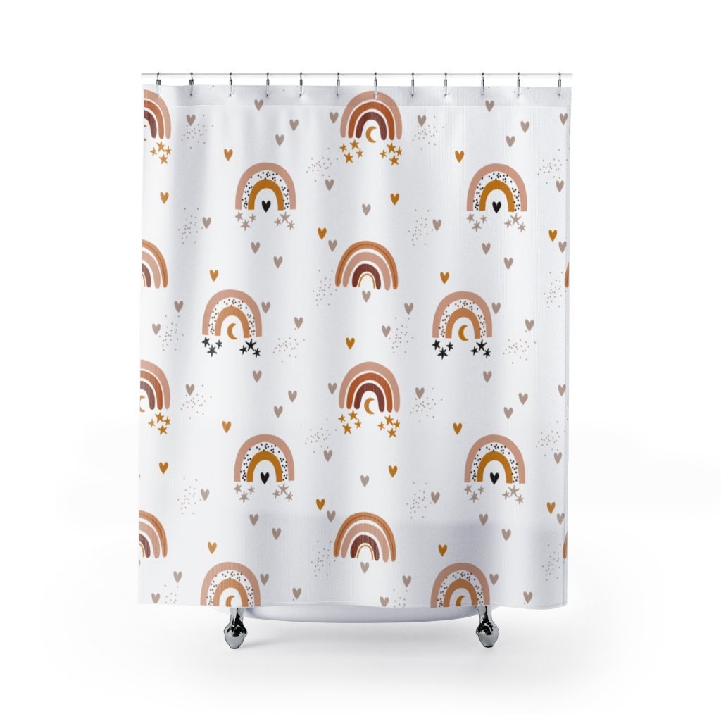 Boho Rainbow Shower Curtain Bohemian Rainbow Retro Shower Etsy