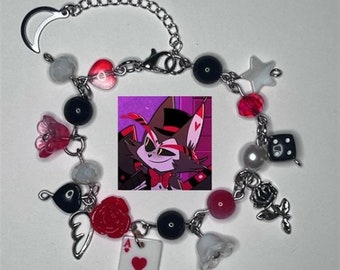 Angel Dust x Husk Bracelets -Y2K handmade hazbin hotel inspired huskerdust angel dust bracelets husk alastor charlie helluva boss jewerly